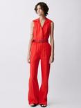 Mango Nana Linen Shirt Jumpsuit, Red