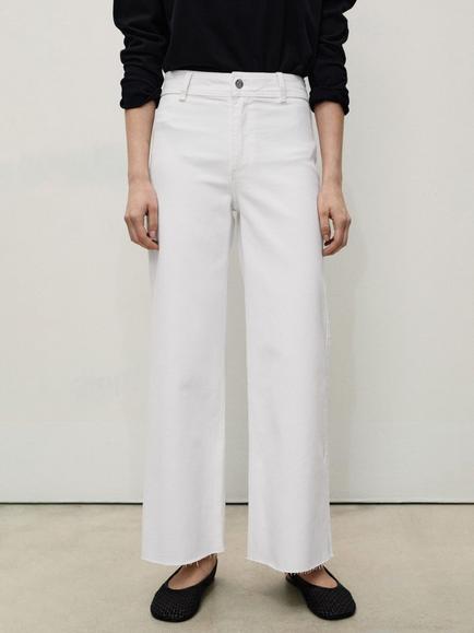 Mango Catherin High Waist Culotte Jeans, White