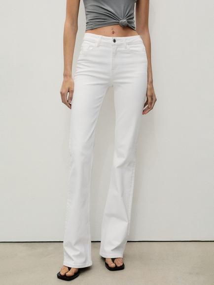 Mango Fiona Mid Rise Flare Jeans, White