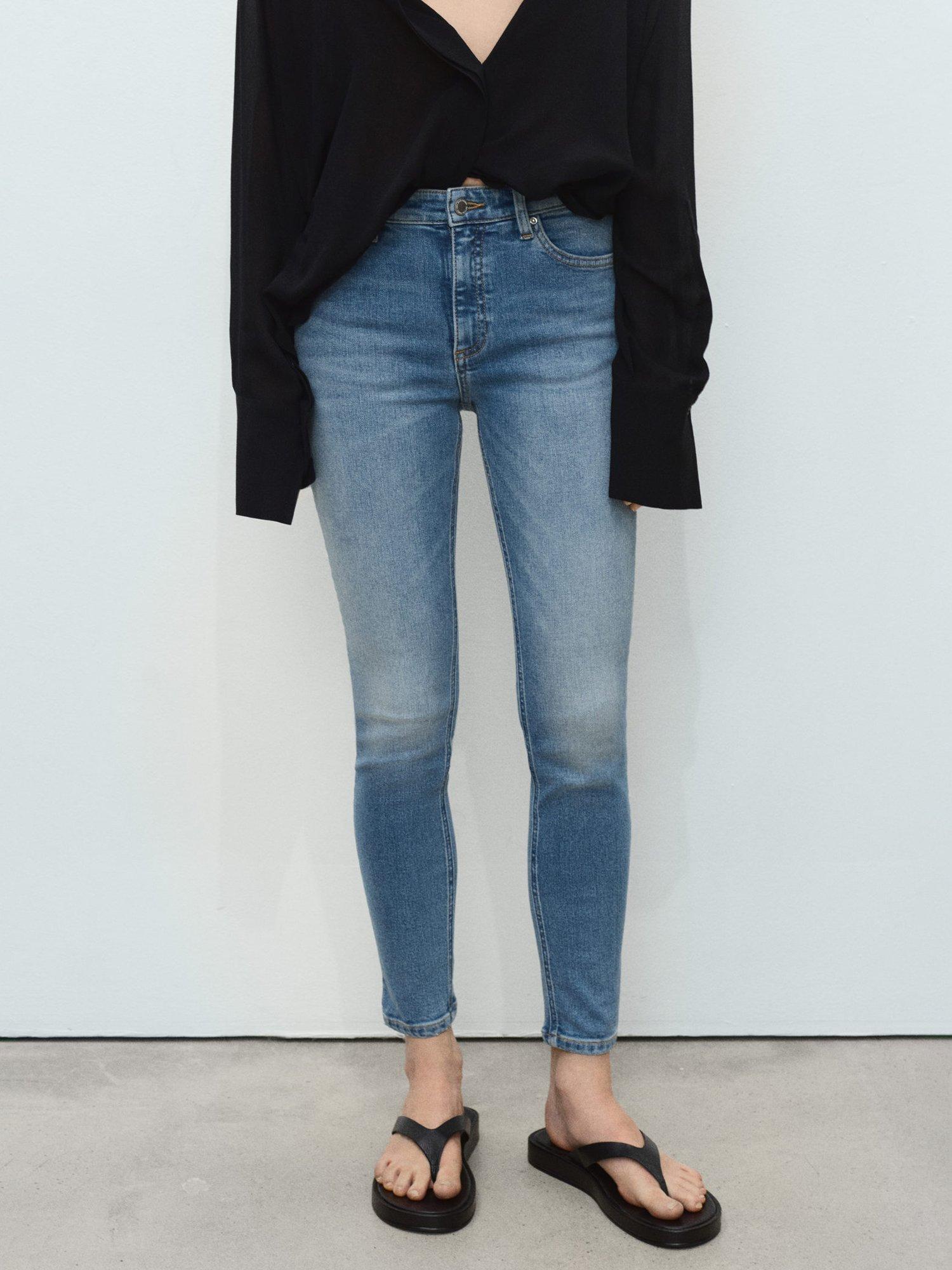Product image 1 of 9, which shows Mango Newisa Mid Rise Skinny Jeans, Open Blue, 8