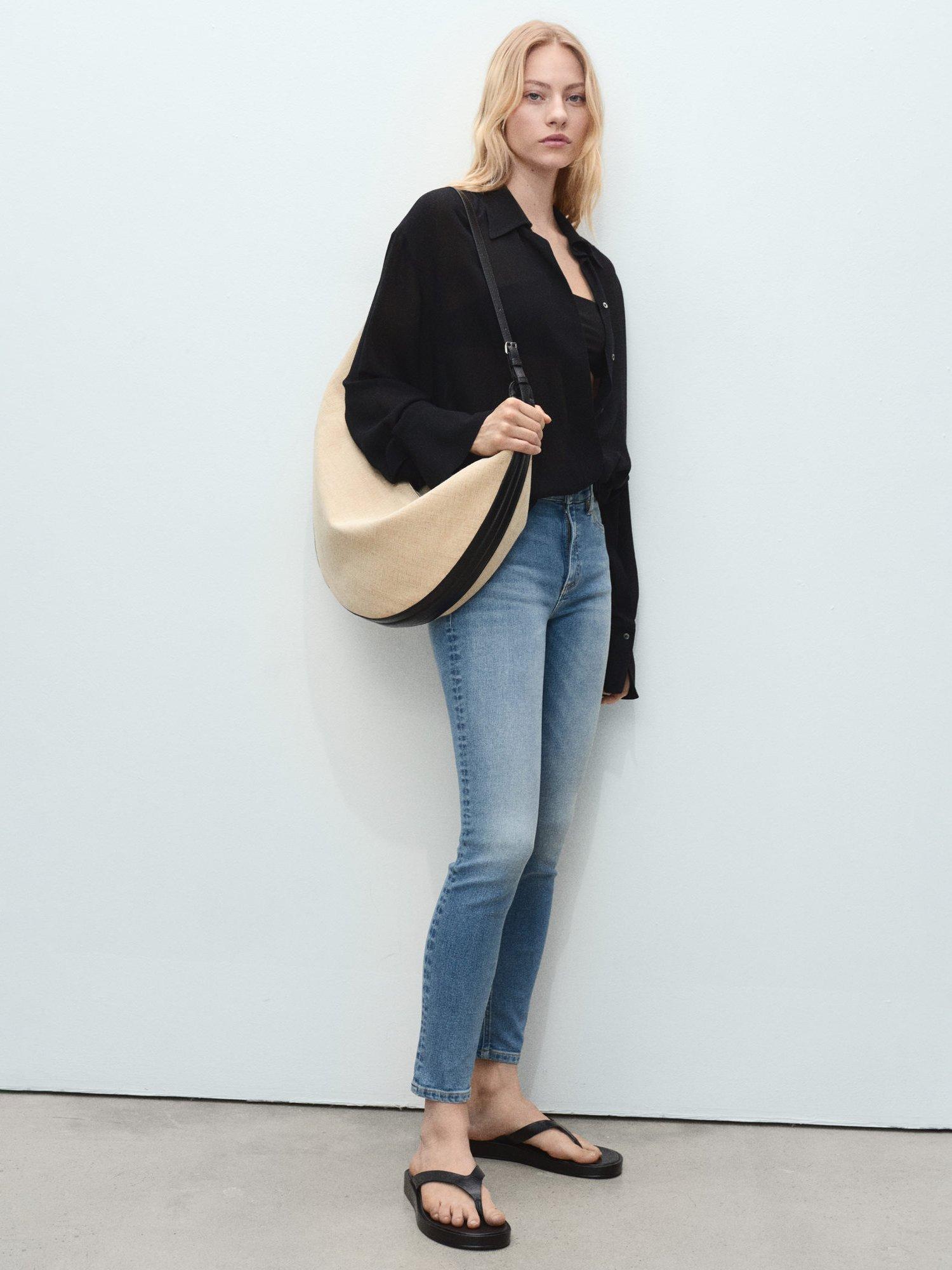 Product image 2 of 9, which shows Mango Newisa Mid Rise Skinny Jeans, Open Blue, 8