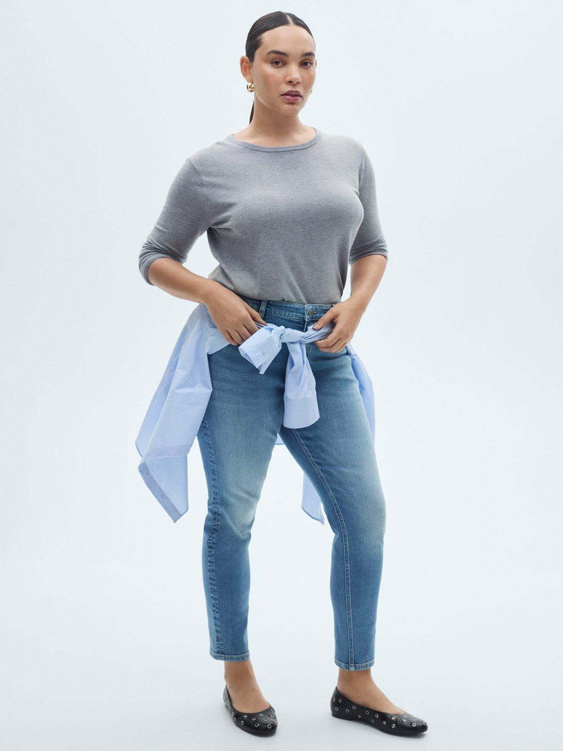 Product image 8 of 9, which shows Mango Newisa Mid Rise Skinny Jeans, Open Blue, 8