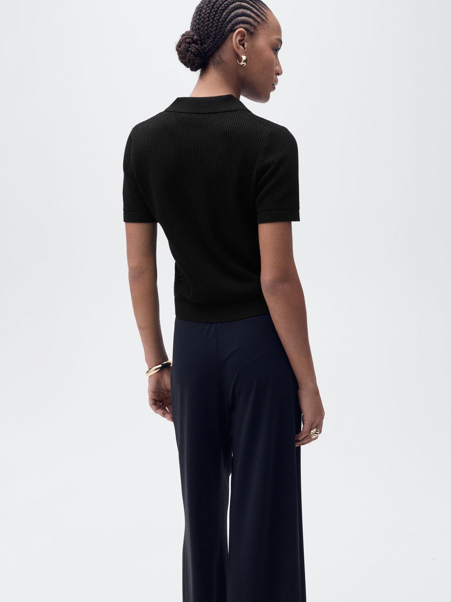 Product image 4 of 7, which shows Mango Victoria Short Sleeve Jumper, Black, XS