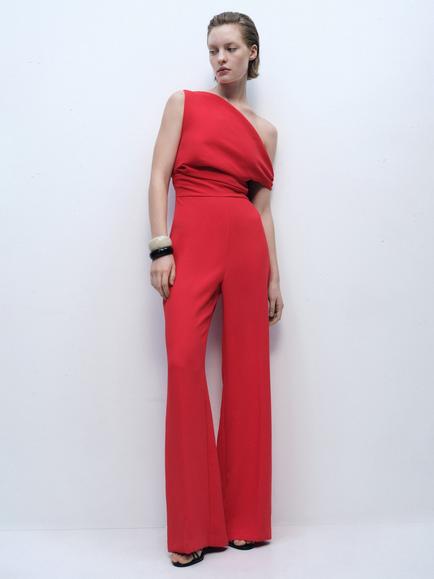 Mango Yes Off Shoulder Playsuit, Red, Red