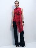 Mango Amapola Floral Scarf Neck Top, Red