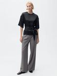 Mango Cami Satin Tie Waist Blouse, Black