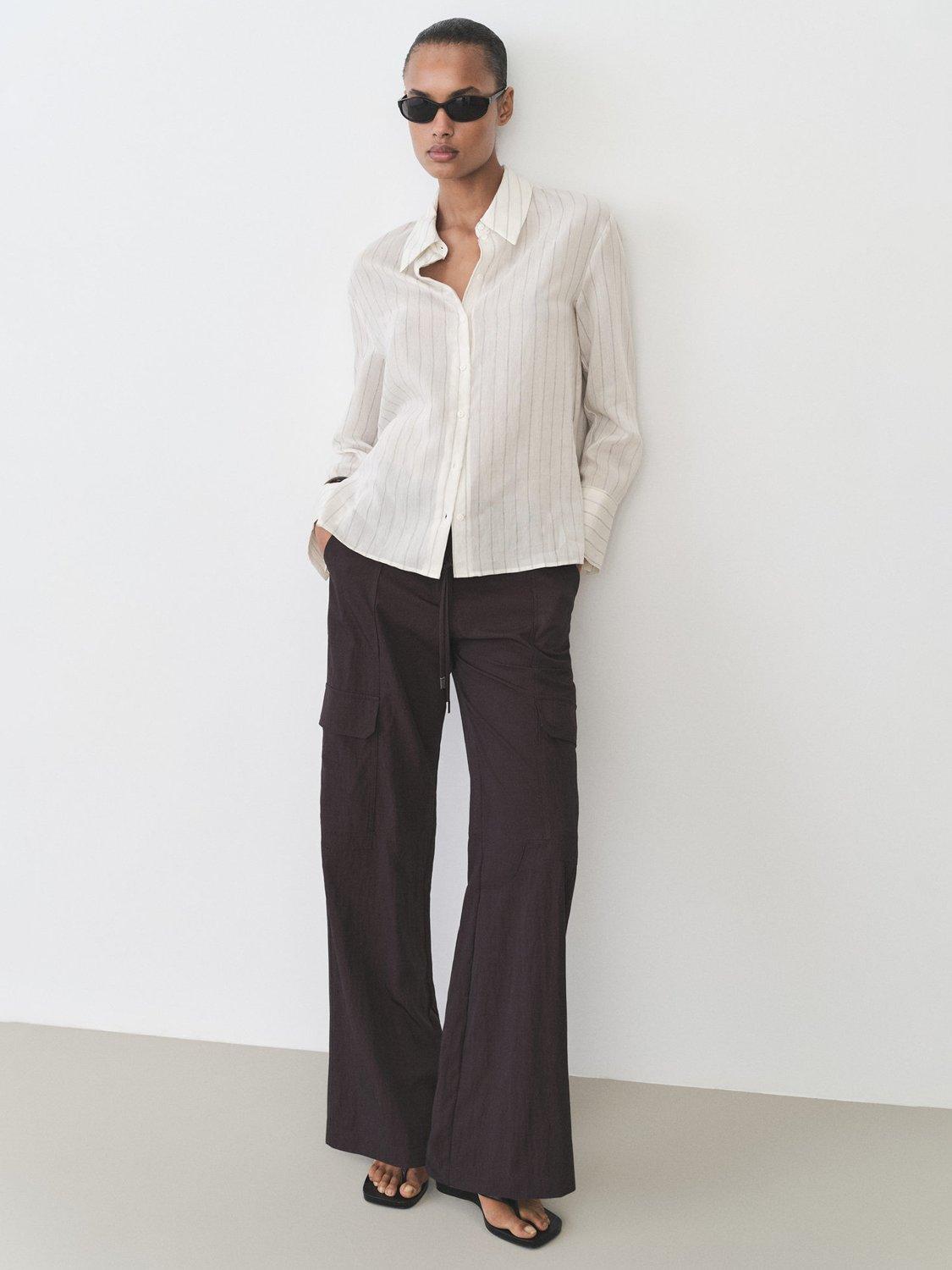 Product image 2 of 8, which shows Mango Cortazar Stripe Shirt, Light Beige, 10