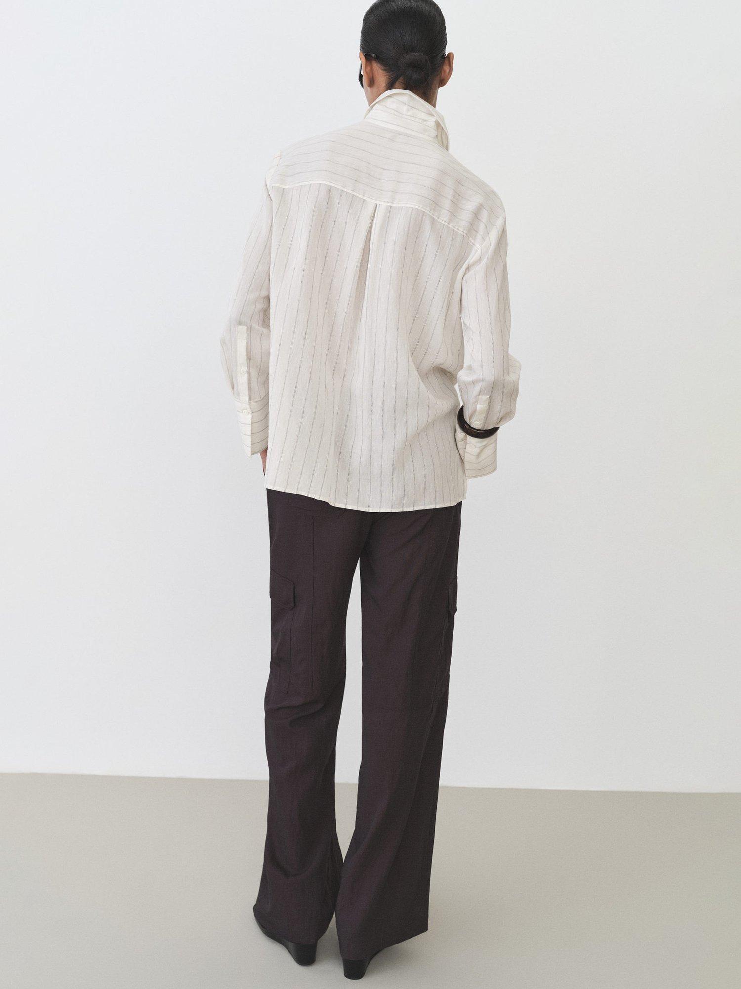 Product image 4 of 8, which shows Mango Cortazar Stripe Shirt, Light Beige, 10