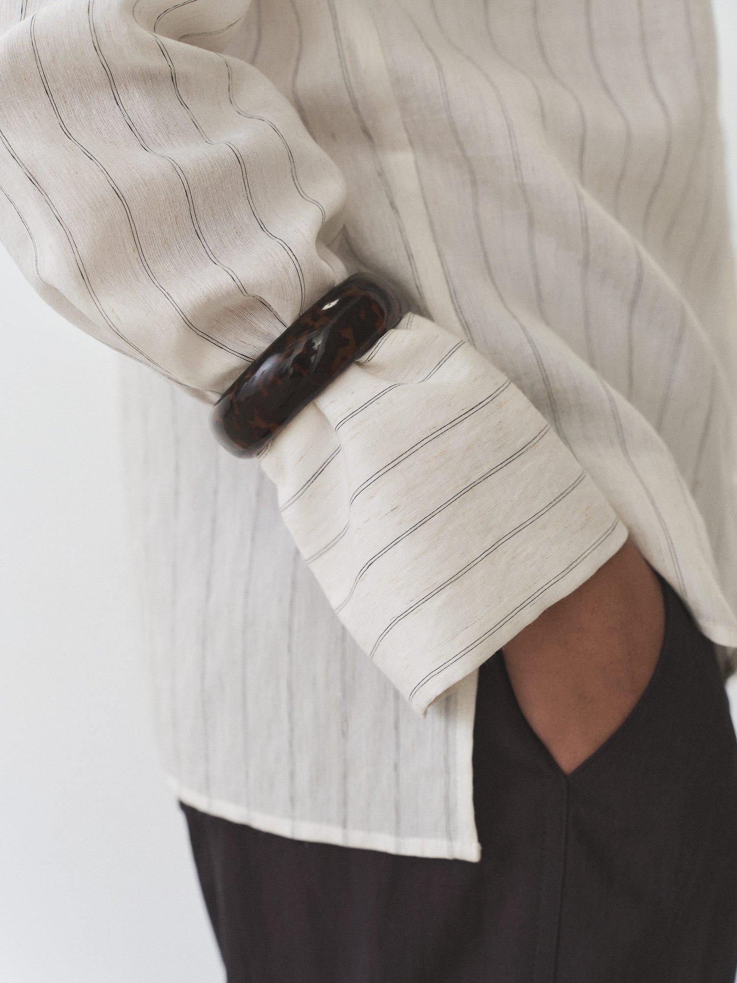 Product image 6 of 8, which shows Mango Cortazar Stripe Shirt, Light Beige, 10