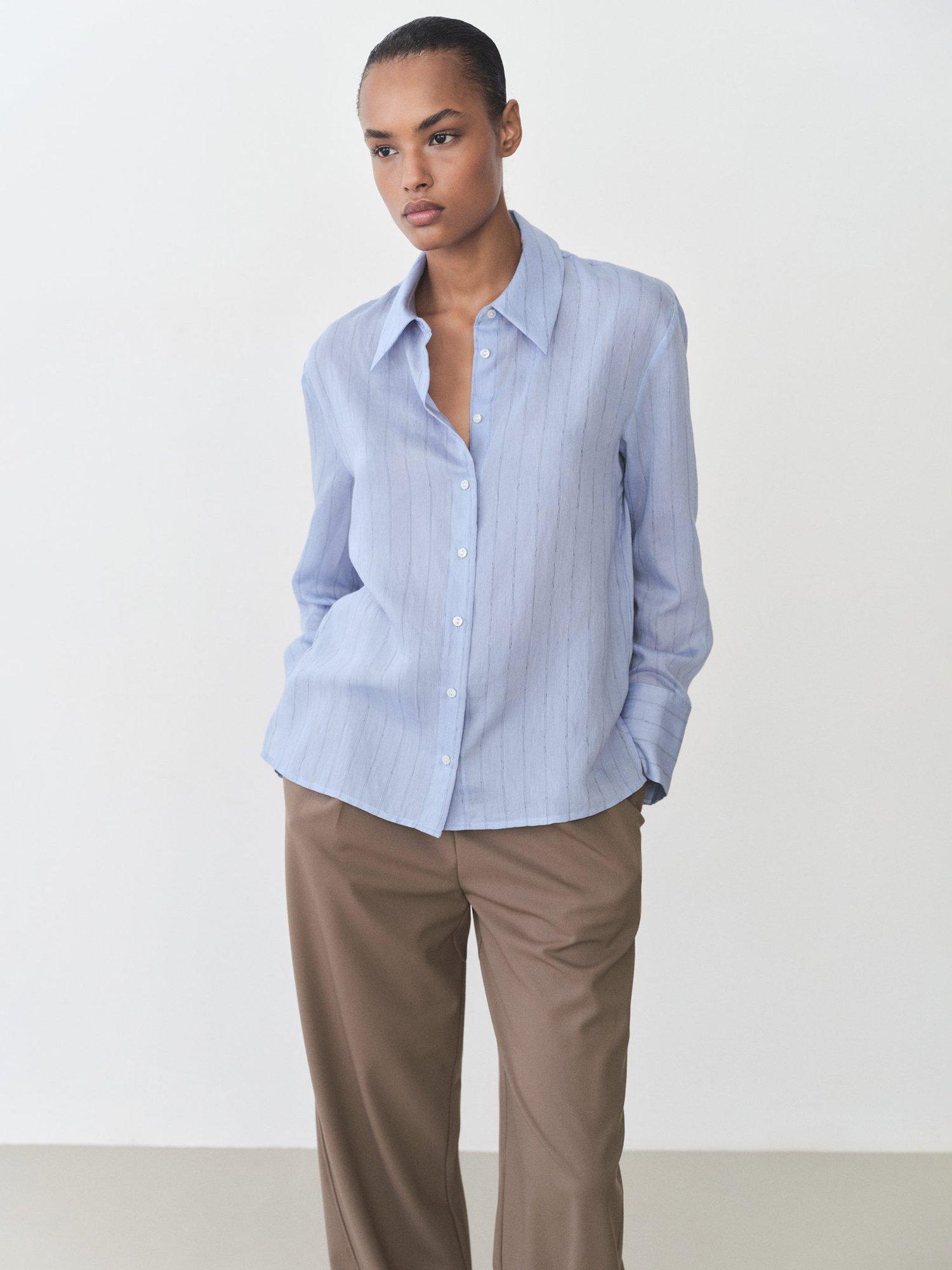 Product image 1 of 10, which shows Mango Cortazar Stripe Shirt, Medium Blue, 4