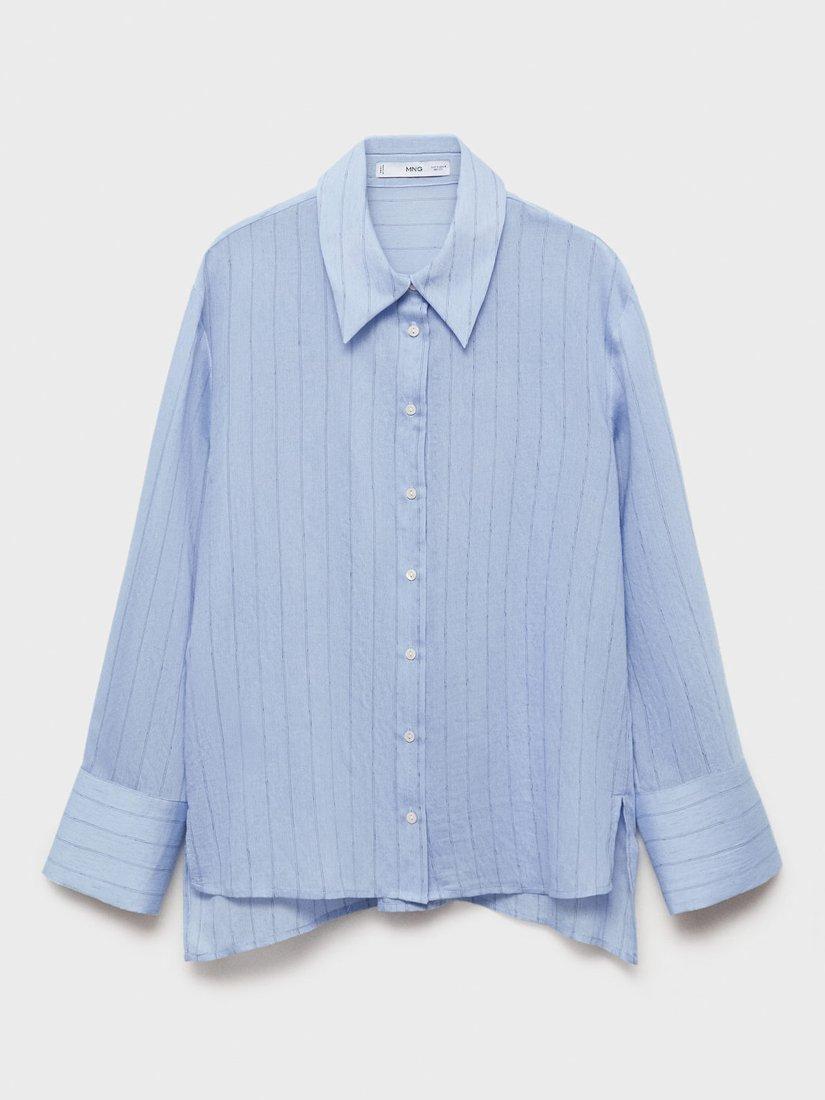 Product image 3 of 10, which shows Mango Cortazar Stripe Shirt, Medium Blue, 4