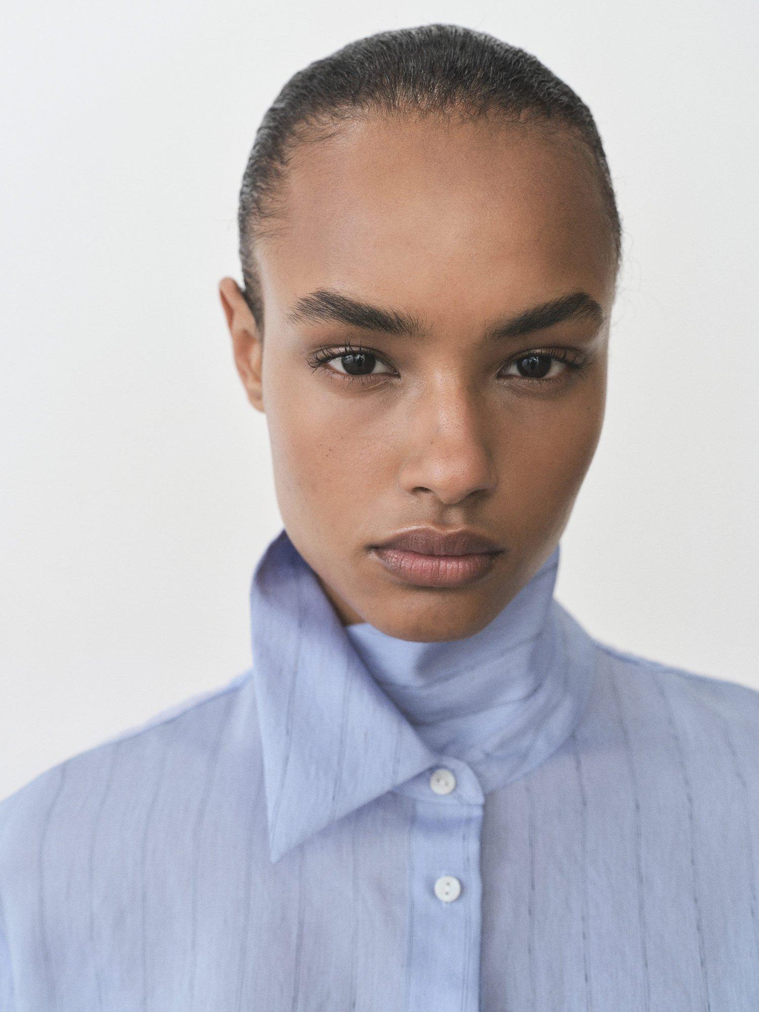 Product image 6 of 10, which shows Mango Cortazar Stripe Shirt, Medium Blue, 4