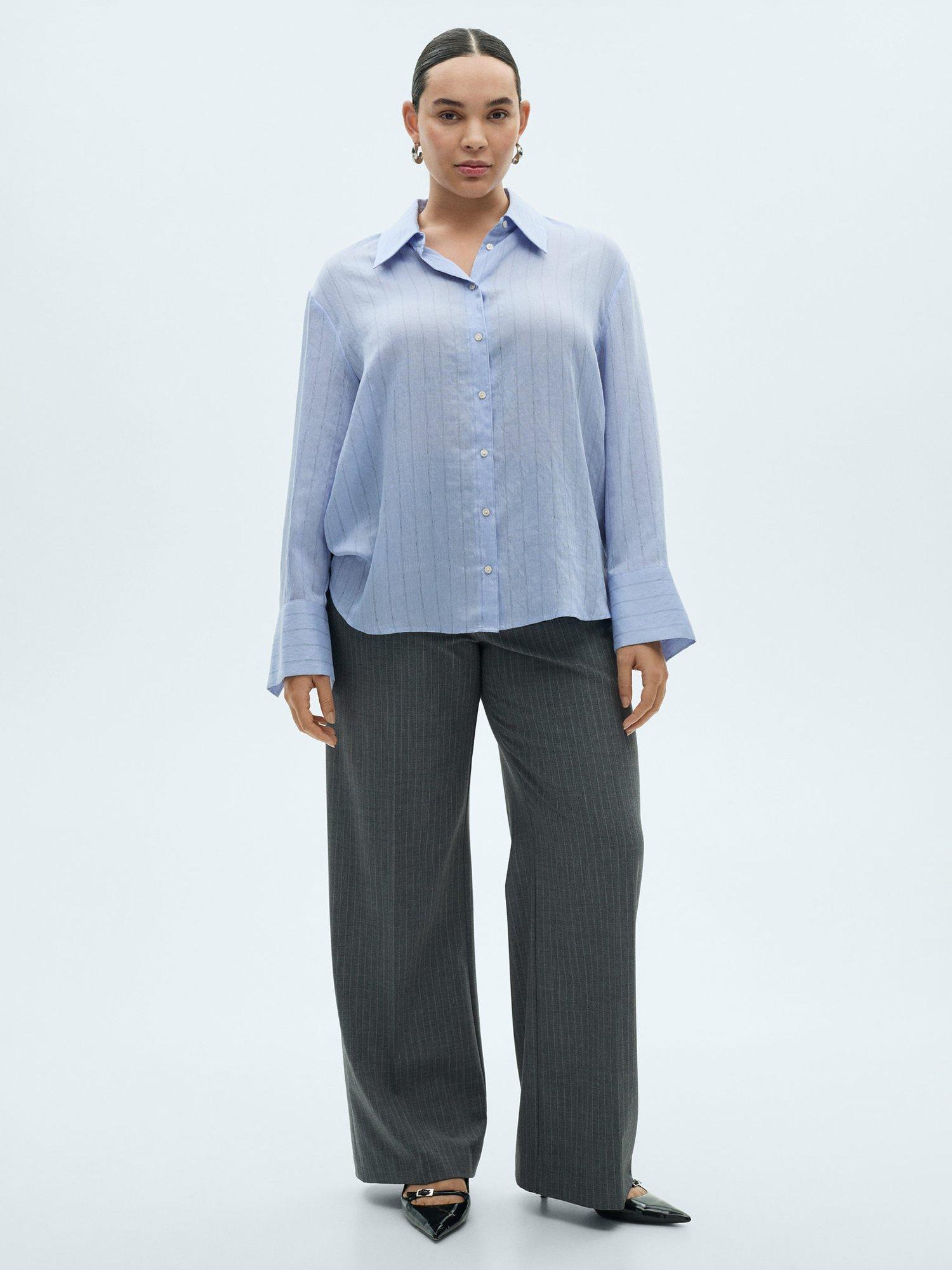 Product image 8 of 10, which shows Mango Cortazar Stripe Shirt, Medium Blue, 4