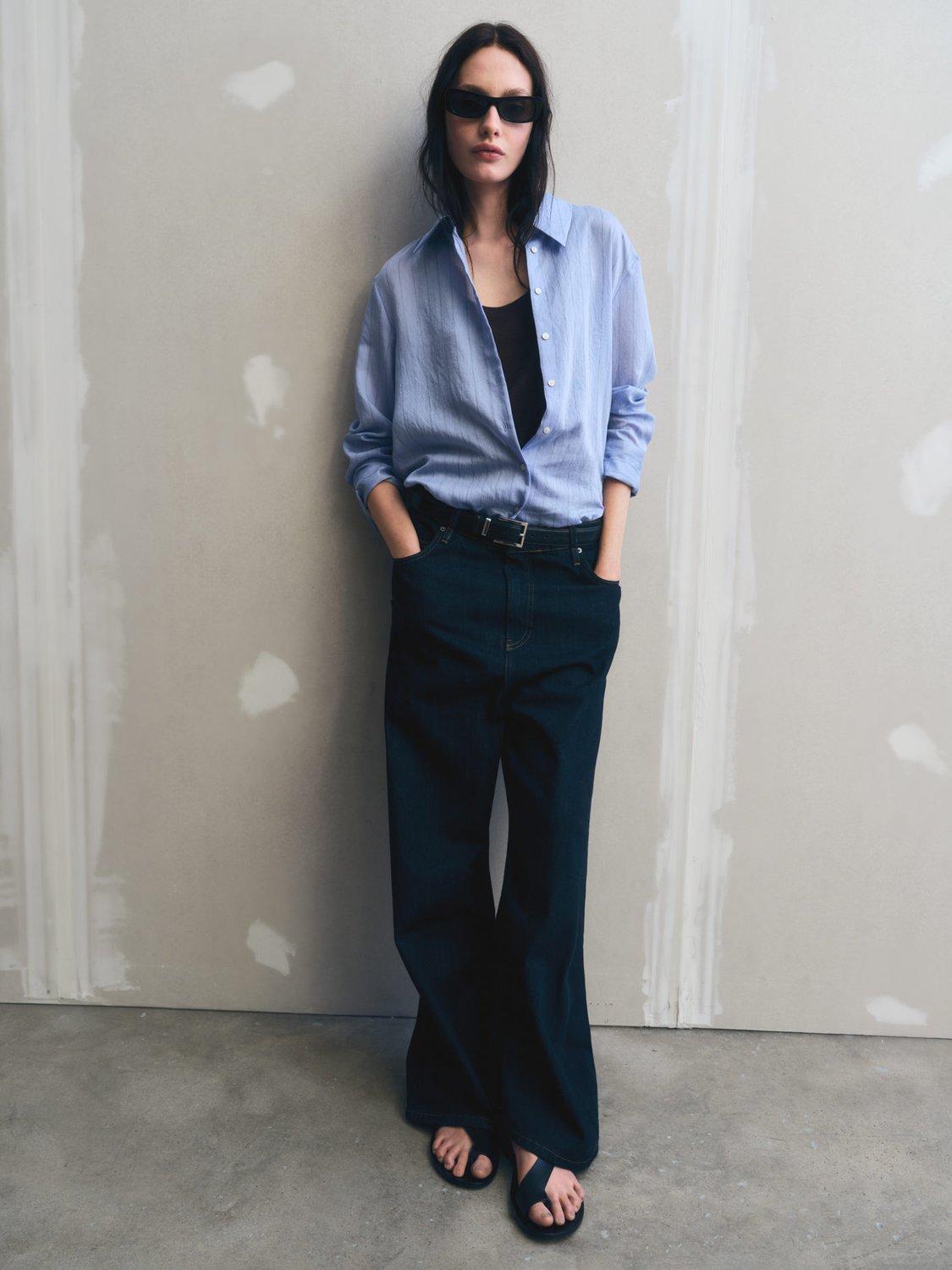 Product image 10 of 10, which shows Mango Cortazar Stripe Shirt, Medium Blue, 4