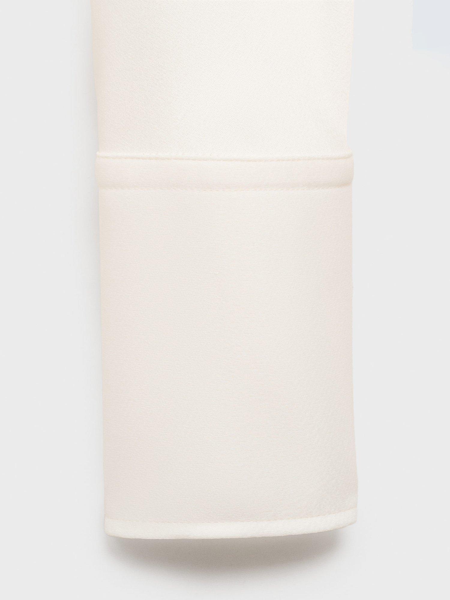 Product image 7 of 8, which shows Mango Manuela Draped Neck Long Sleeve Satin Top, Natural White, 12