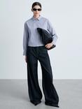 Mango Spiga Stripe Rhinestone Shirt, Pastel Blue