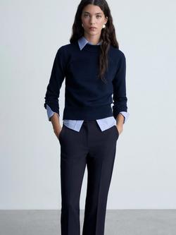 Mango Bosco Fluid Tailored Trousers - view 2, Navy