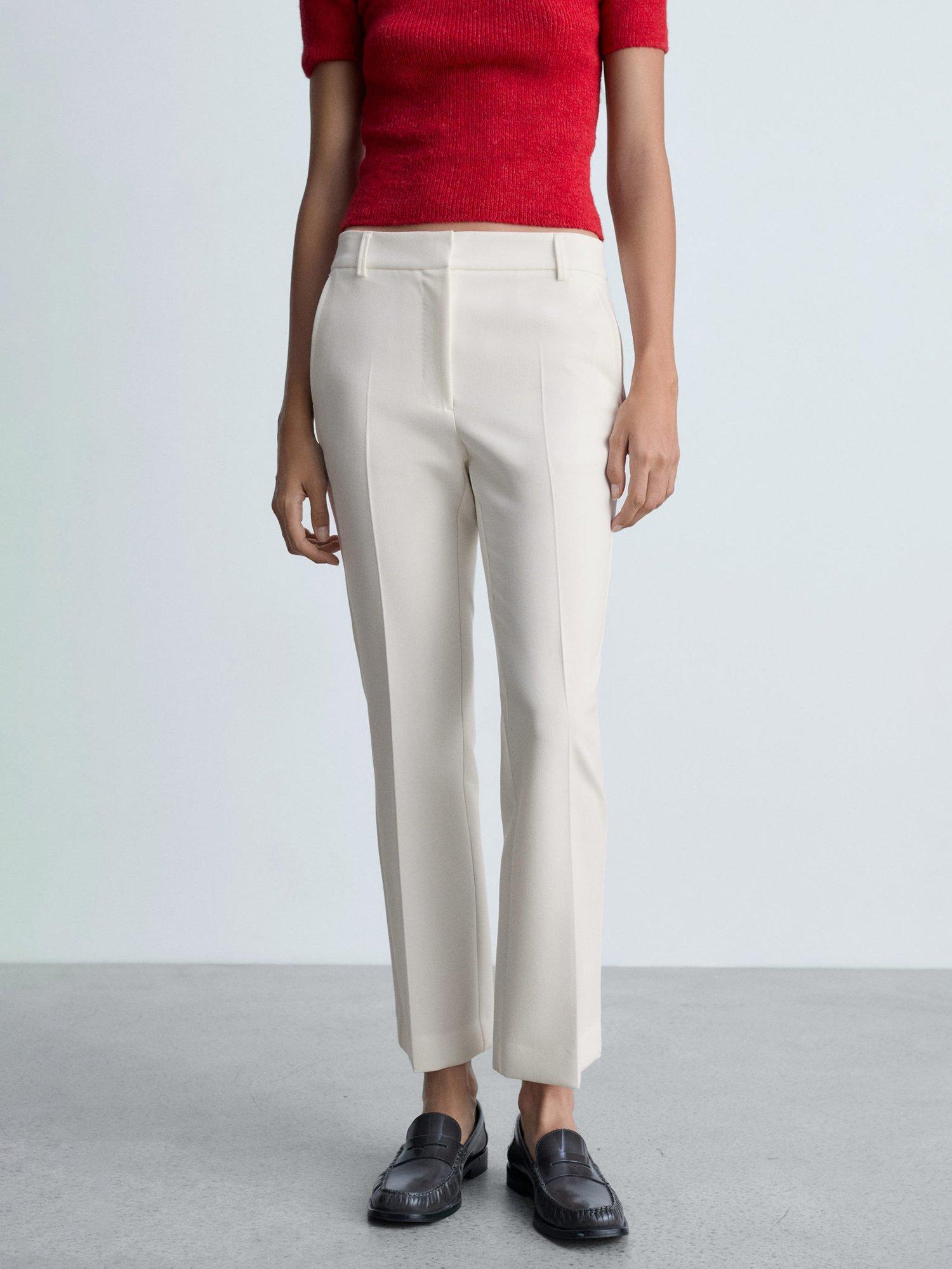 Mango Bosco Fluid Tailored Trousers, White