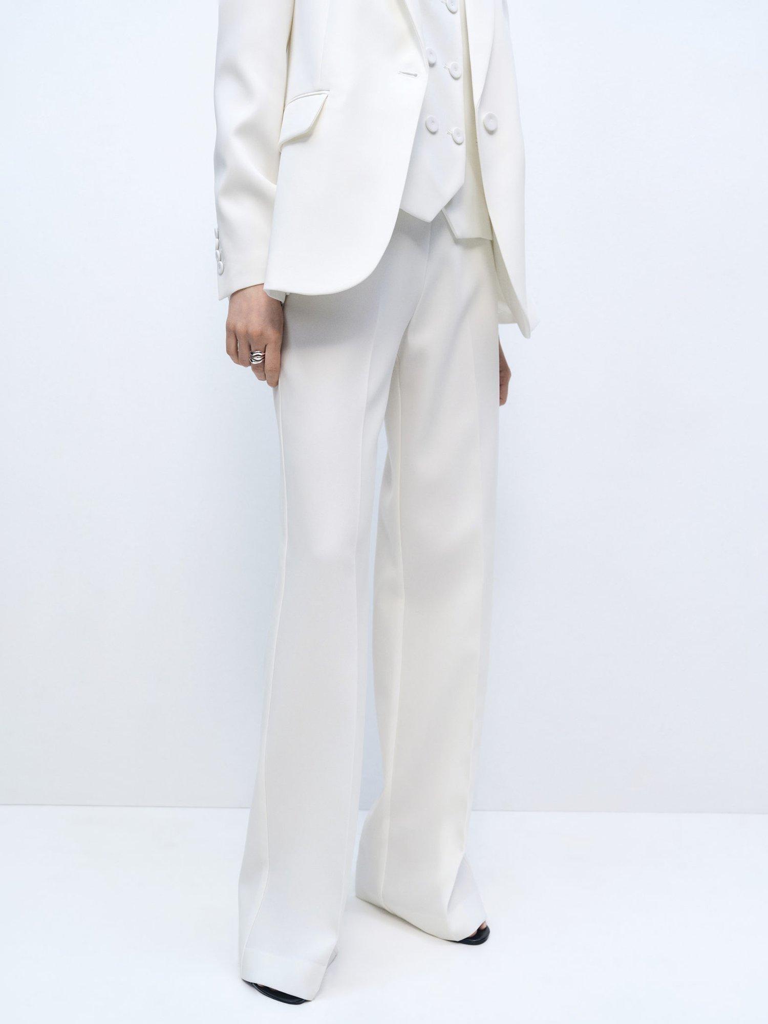 Product image 1 of 7, which shows Mango Iguana Tailored Trousers, Natural White, 10