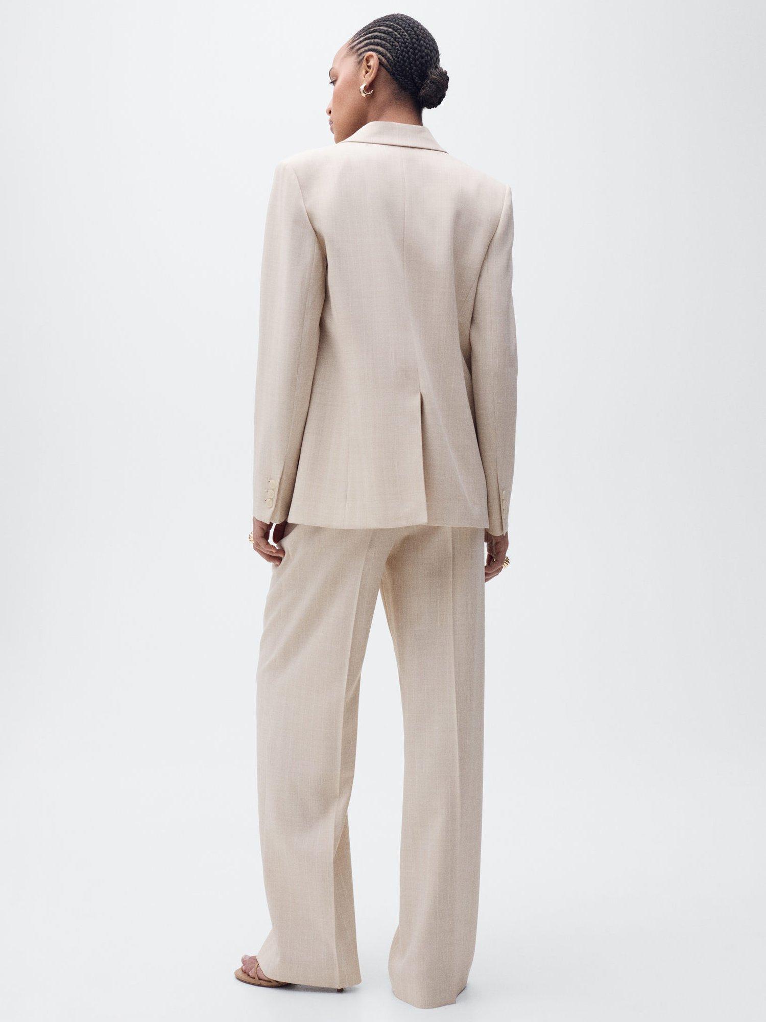 Product image 4 of 8, which shows Mango Lou Wide Leg Tailored Trousers, Pastel Pink, 10