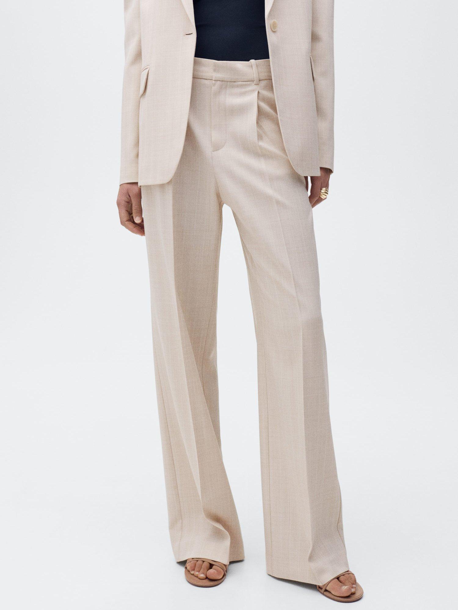 Product image 6 of 8, which shows Mango Lou Wide Leg Tailored Trousers, Pastel Pink, 10