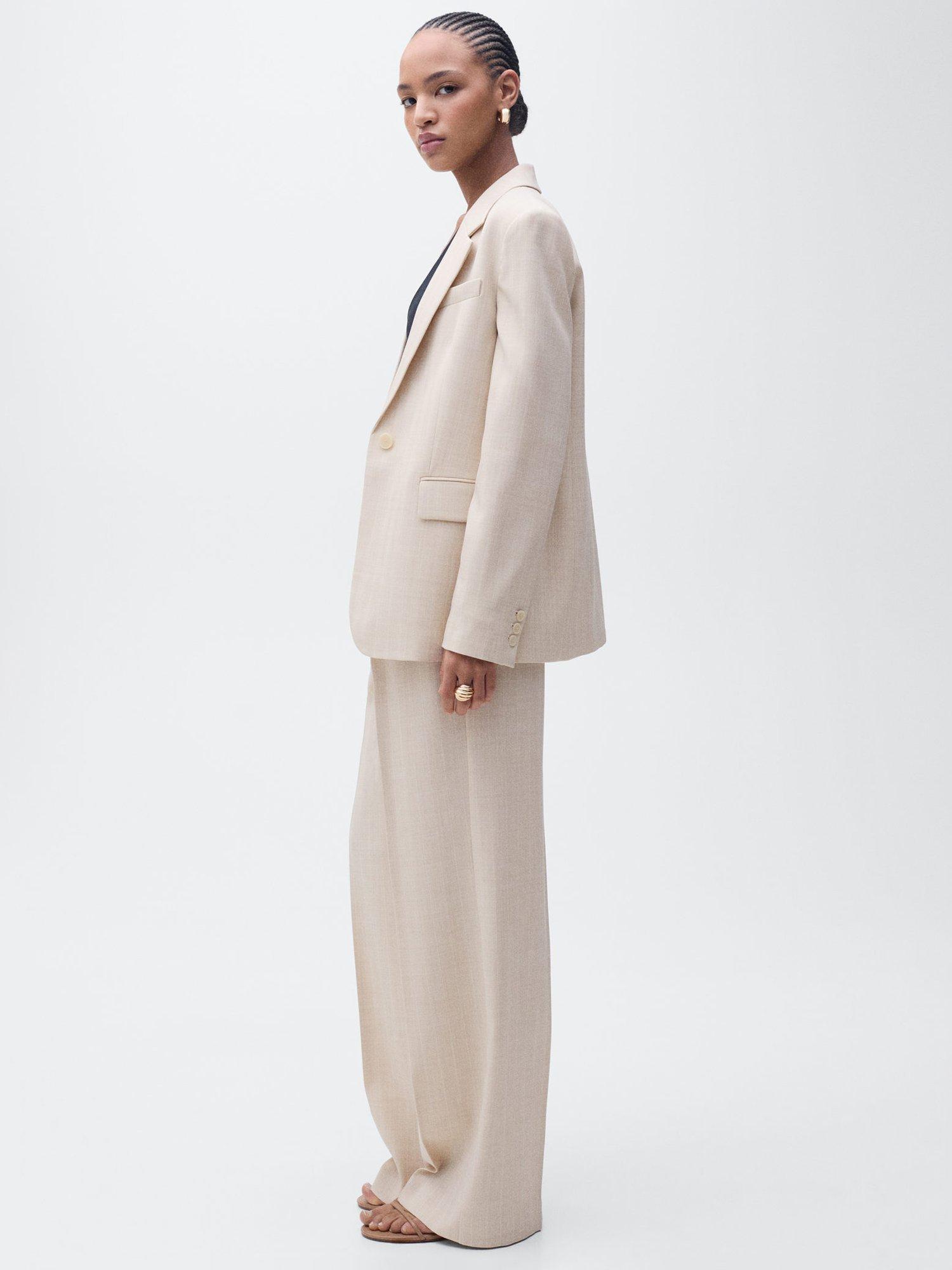 Product image 7 of 8, which shows Mango Lou Wide Leg Tailored Trousers, Pastel Pink, 10