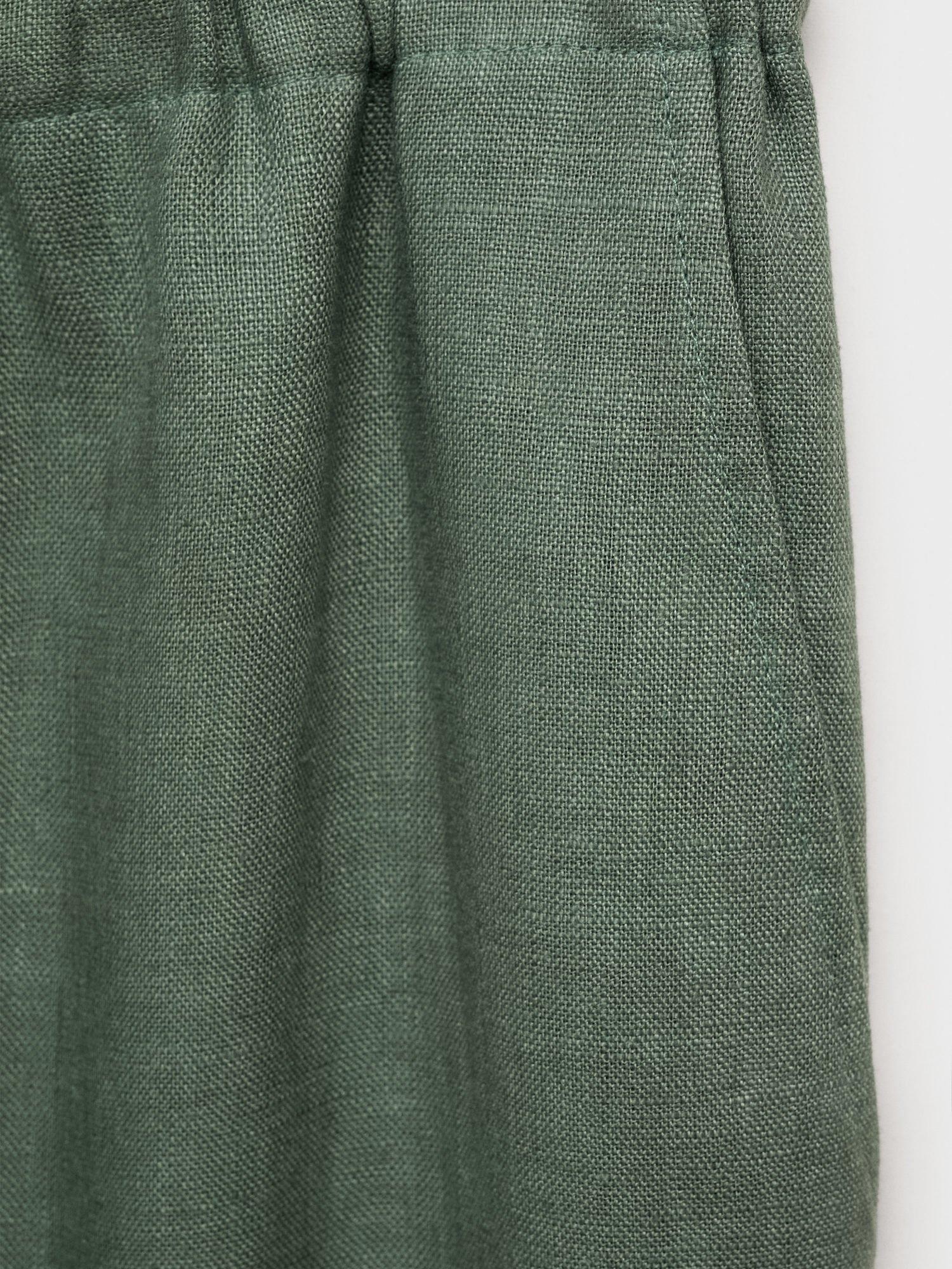 Product image 5 of 8, which shows Mango Musgo Wide Leg Pure Linen Trousers, Medium Green, M