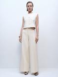 Mango Romina Wide Leg Trousers, Cream, Cream