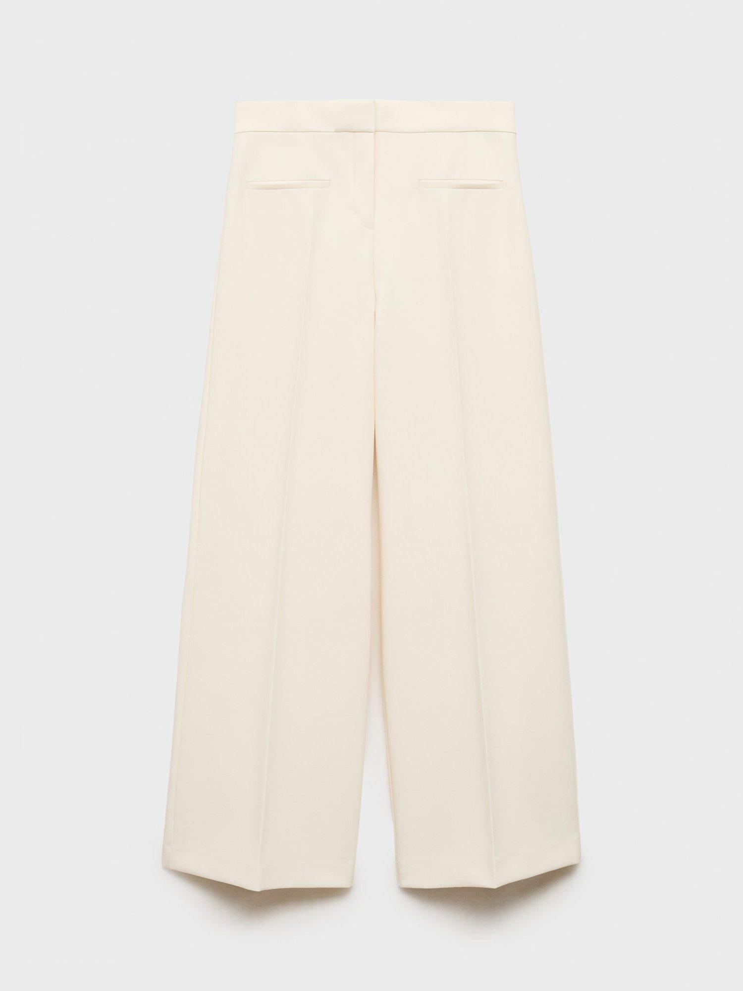 Product image 3 of 8, which shows Mango Romina Wide Leg Trousers, Cream, 8