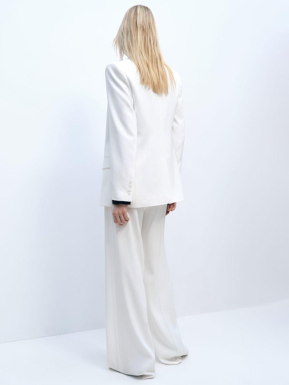 Product image 4 of 7, which shows Mango Ramen Wide Leg Trousers, White, 10