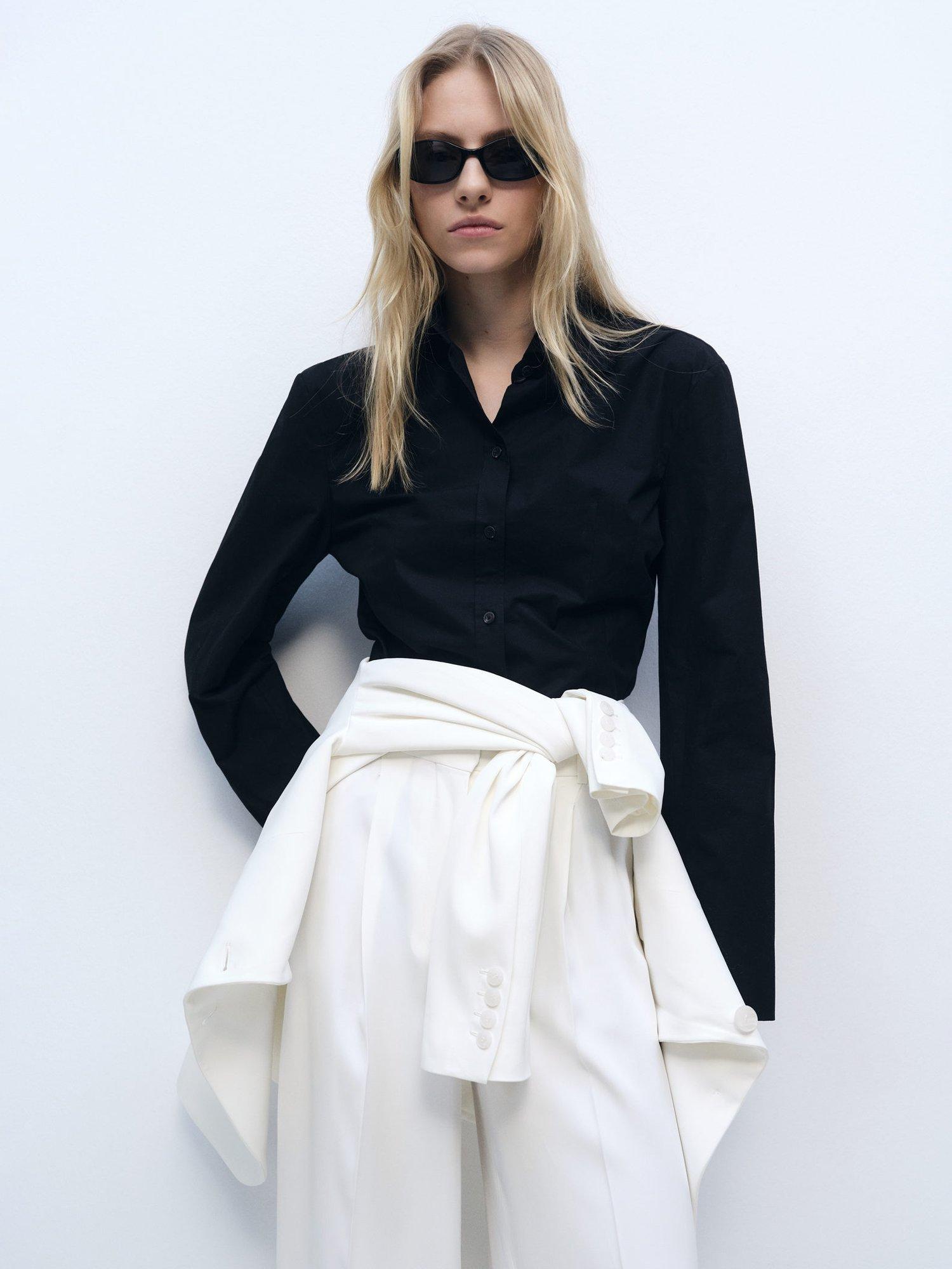 Product image 6 of 7, which shows Mango Ramen Wide Leg Trousers, White, 10