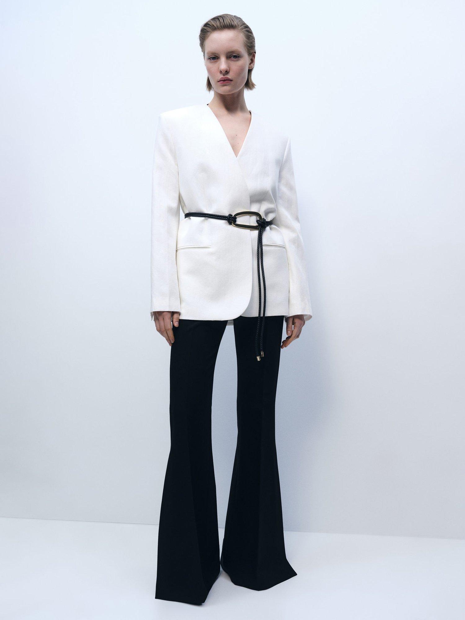 Product image 2 of 8, which shows Mango Wasabi Wide Leg Trousers, Black, 6