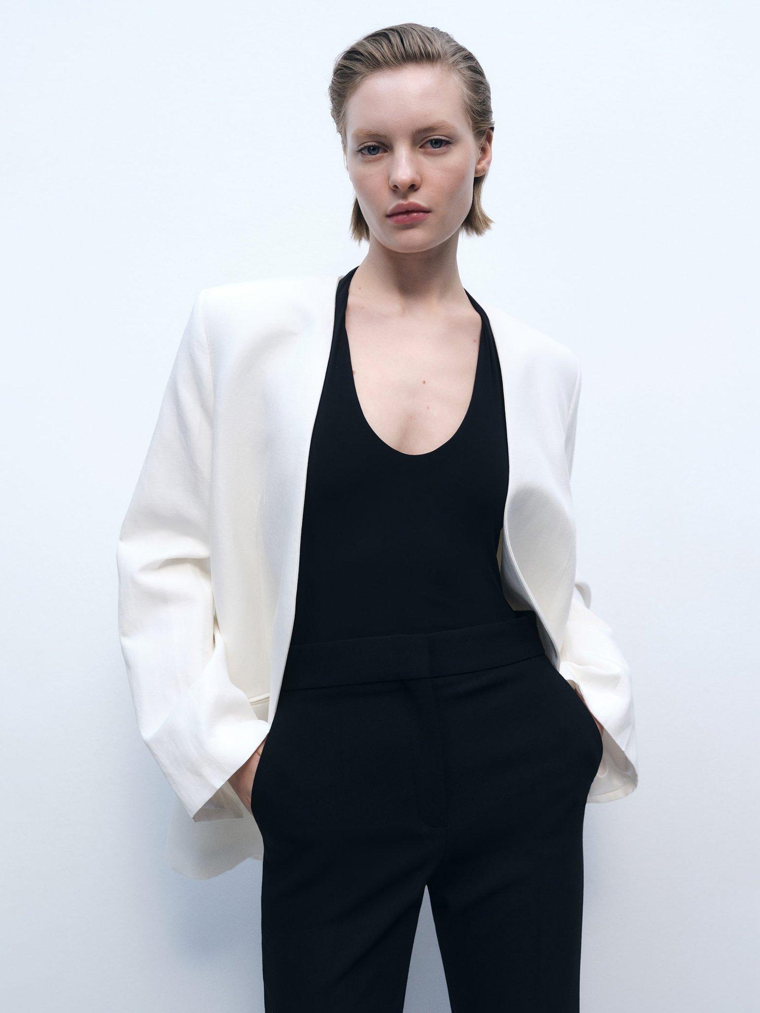 Product image 6 of 8, which shows Mango Wasabi Wide Leg Trousers, Black, 6
