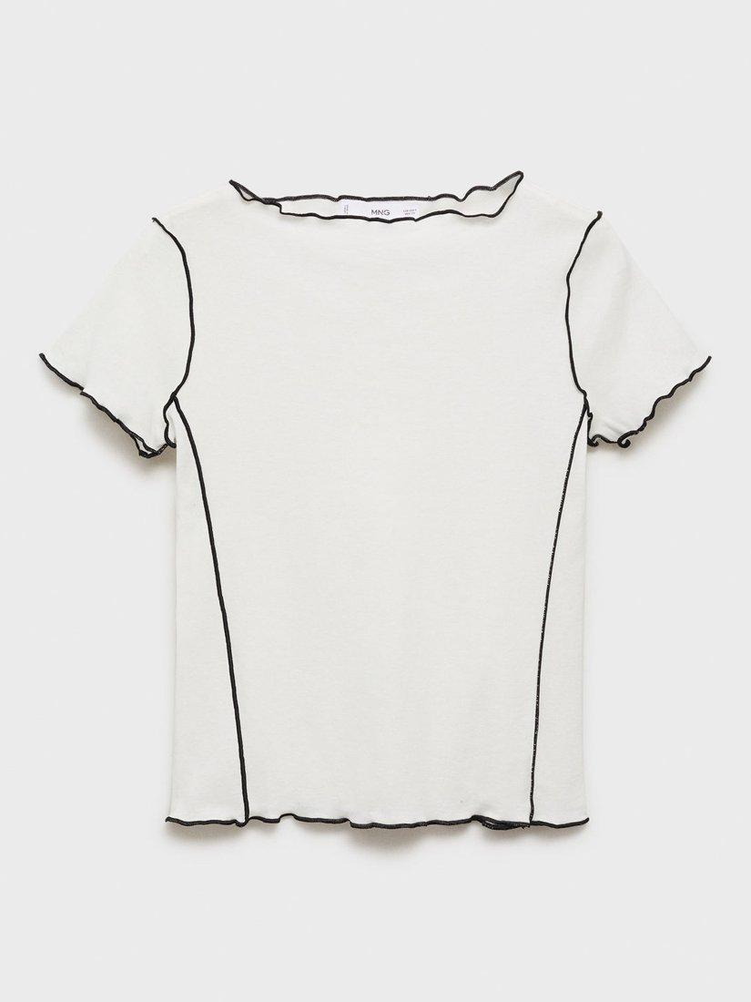 Product image 3 of 7, which shows Mango Curlita Cotton Contrast Trim Top, White, M