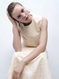 Mango Floc Textured Sleeveless Crop Top, Natural White
