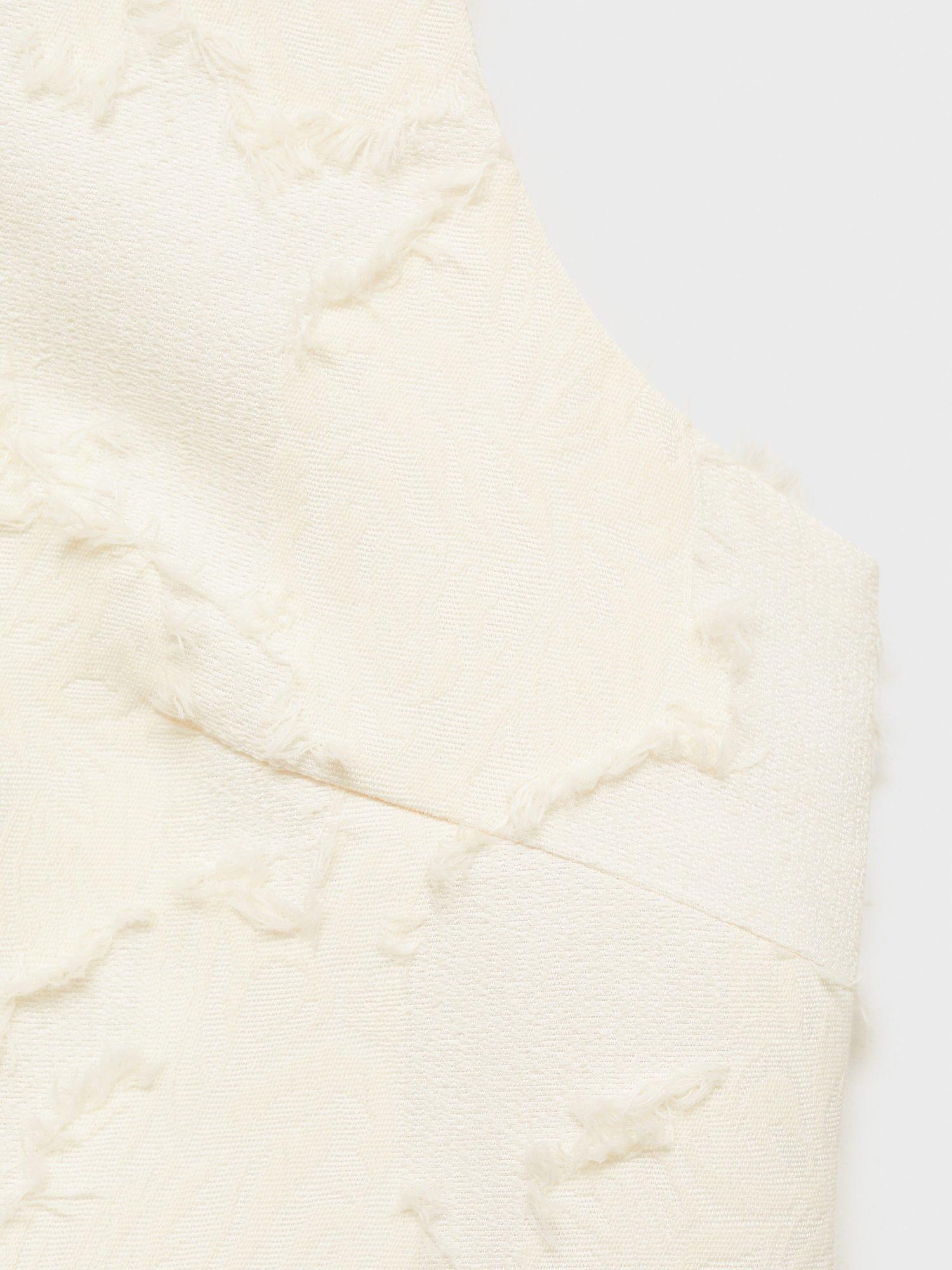 Product image 5 of 8, which shows Mango Floc Textured Sleeveless Crop Top, Natural White, L