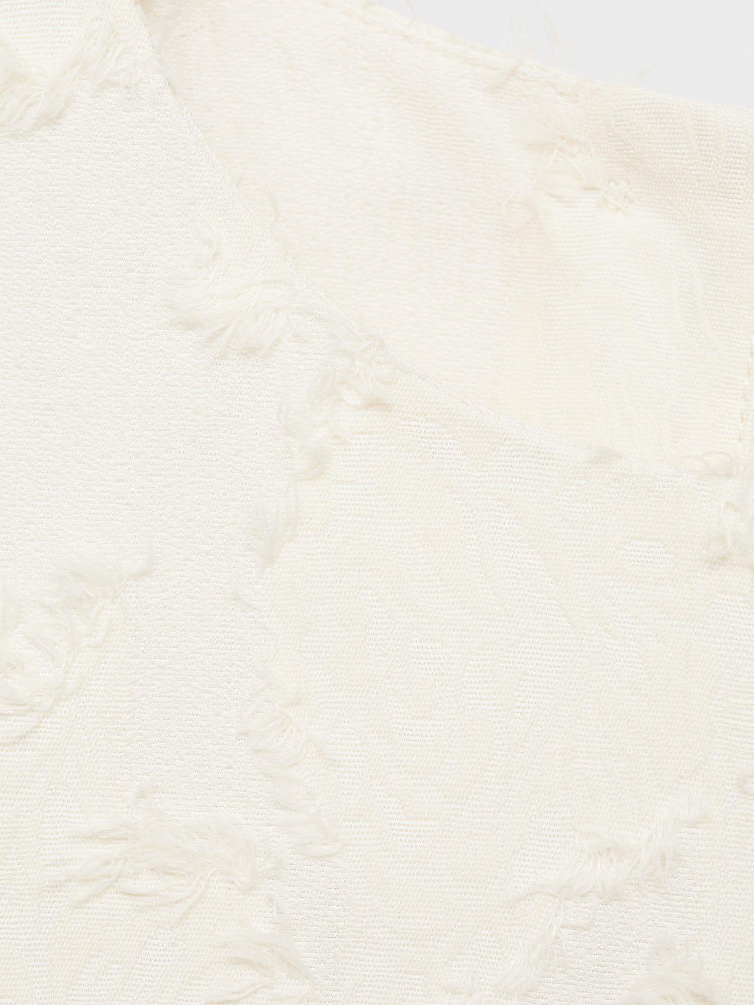 Product image 8 of 8, which shows Mango Floc Textured Sleeveless Crop Top, Natural White, L
