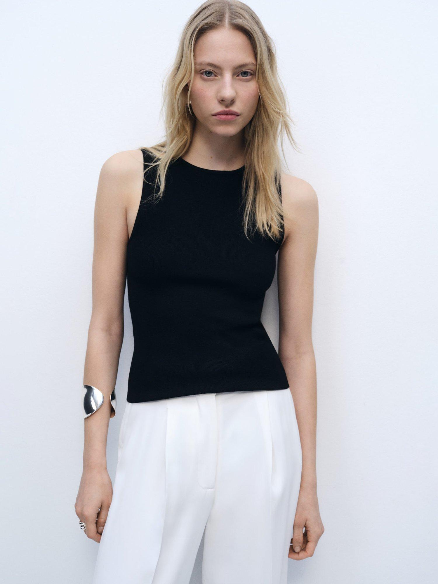 Product image 1 of 7, which shows Mango Hernan Fitted Tank, Black, XL