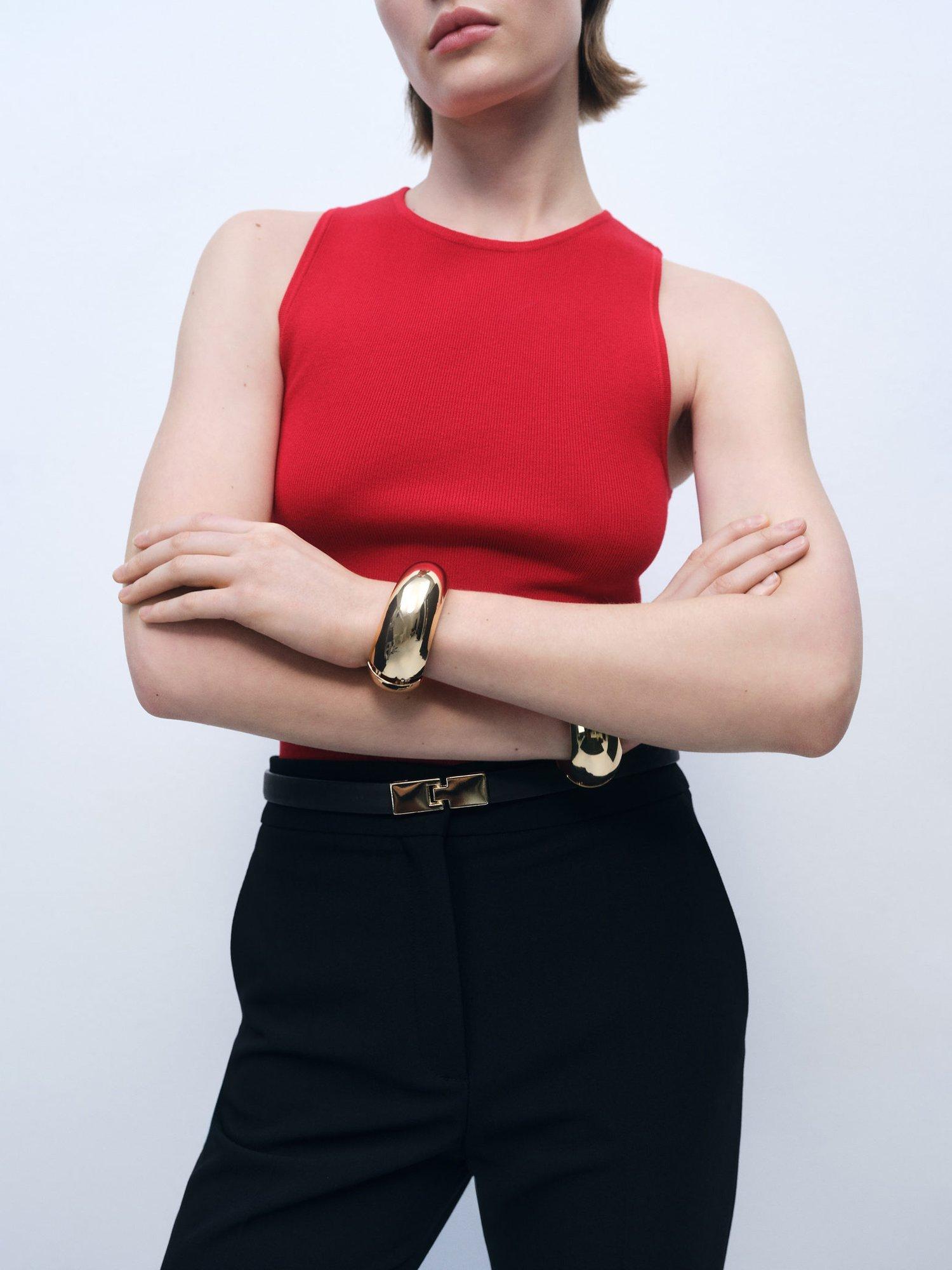 Product image 1 of 9, which shows Mango Hernan Fitted Tank, Red, S