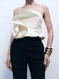 Mango Pruna Frill Detail Strappy Top, Natural White