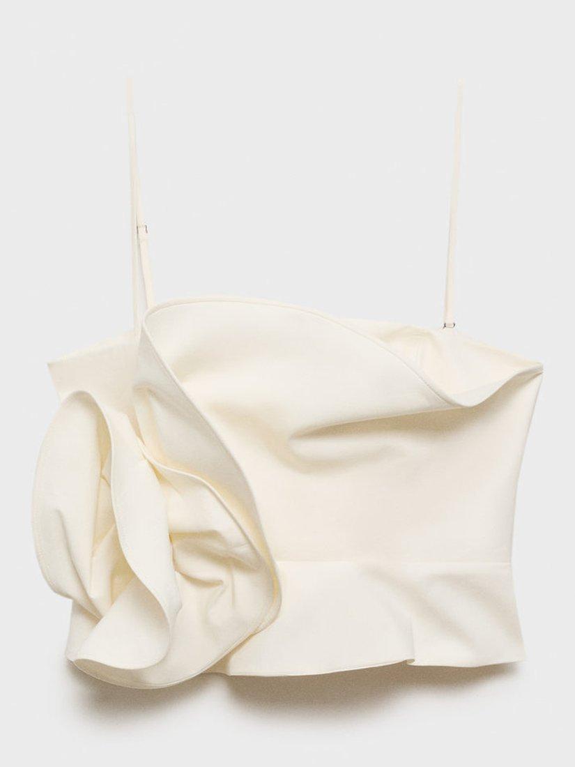 Product image 3 of 8, which shows Mango Pruna Frill Detail Strappy Top, Natural White, XXS