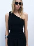 Mango Spice Asymmetric Sleeveless Top, Black