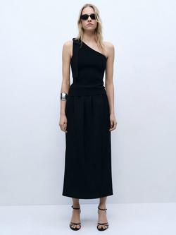 Mango Spice Asymmetric Sleeveless Top, Black - view 2, Black