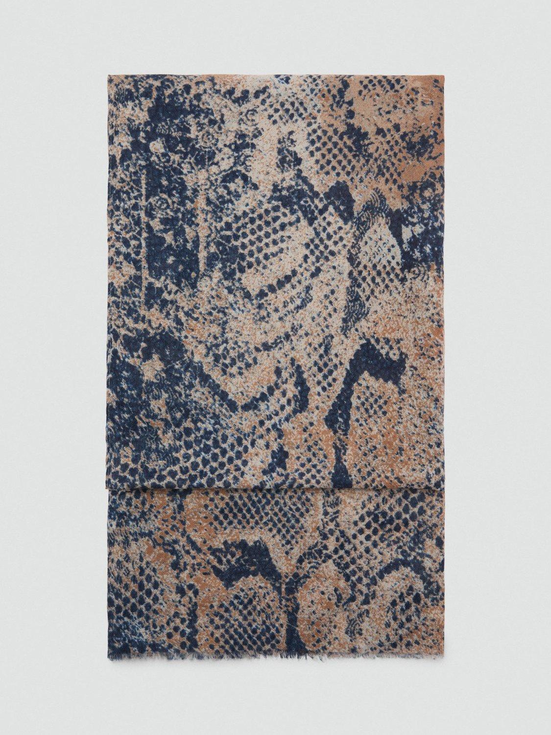 Product image 1 of 2, which shows Mango Snake Foulard Scarf, Medium Blue