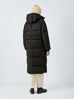 John Lewis Longline Hooded Puffer Coat, Black - view 2, Black