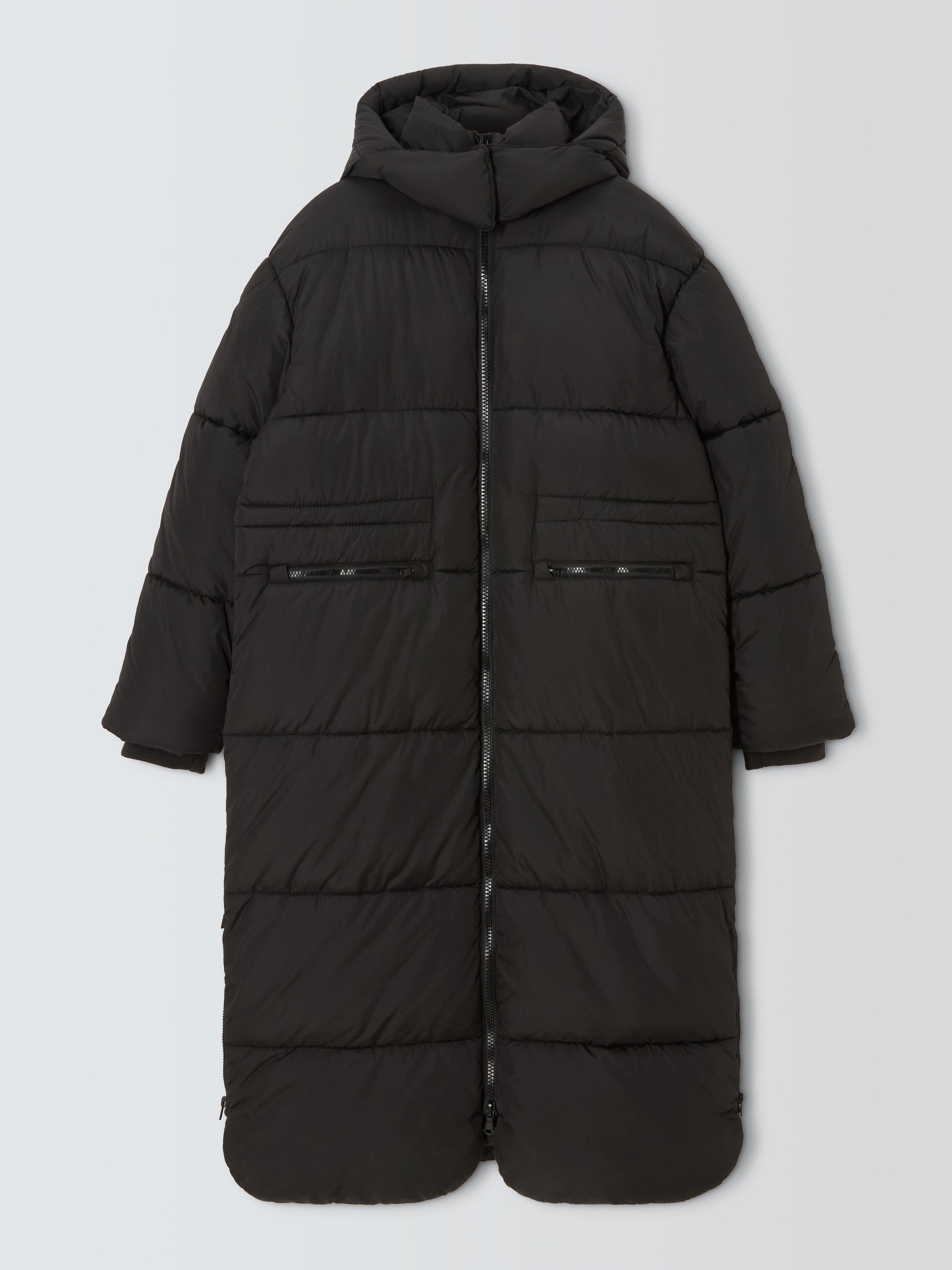 Product image 4 of 7, which shows John Lewis Longline Hooded Puffer Coat, Black, 16