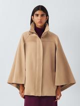 John Lewis Wool Blend Funnel Neck Cape Jacket, Camel