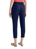 Benetton Straight Cropped Pure Linen Trousers, Night Blue