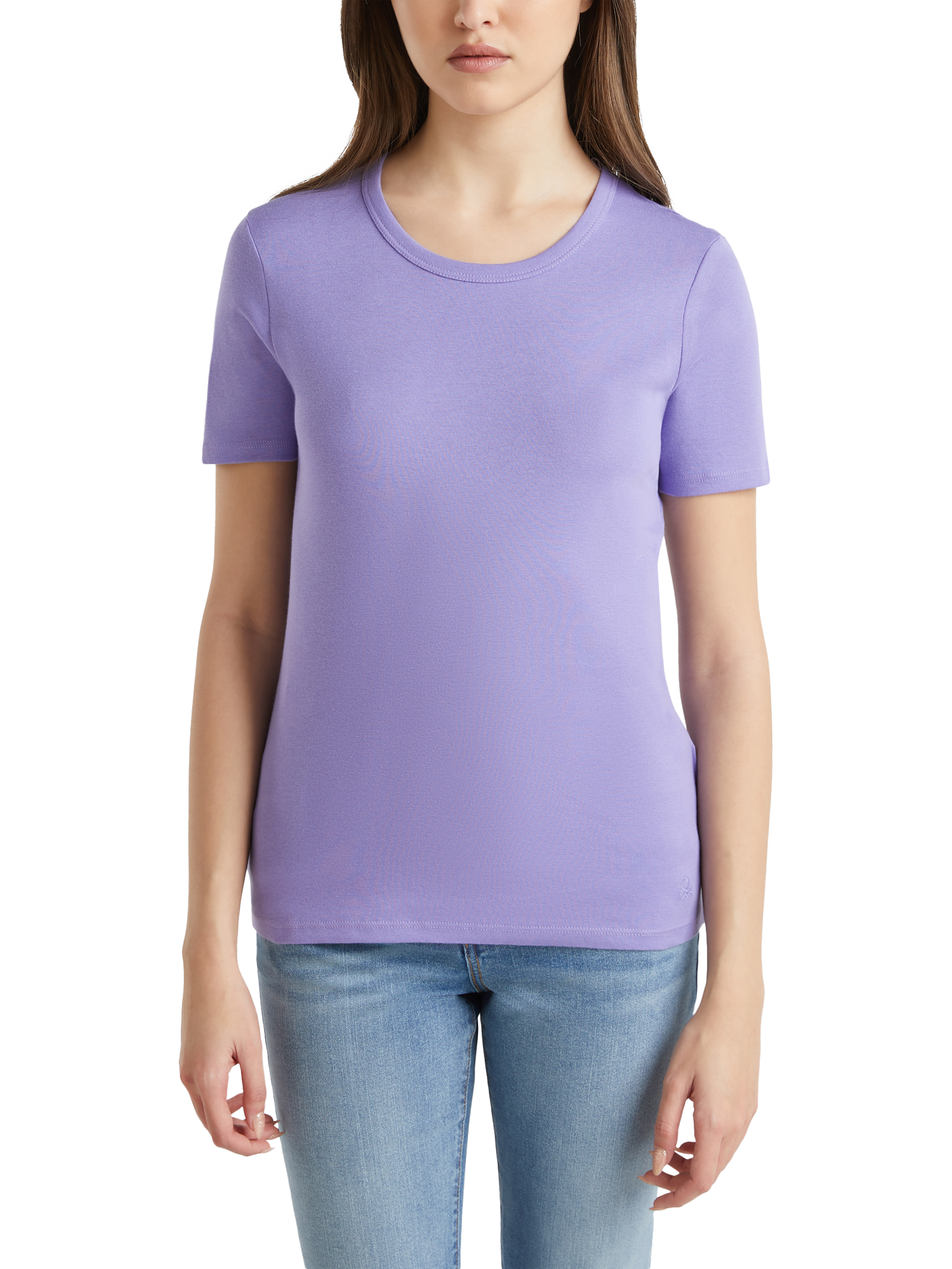Product image 1 of 2, which shows Benetton Crew Neck T-Shirt, Periwinkle, XS
