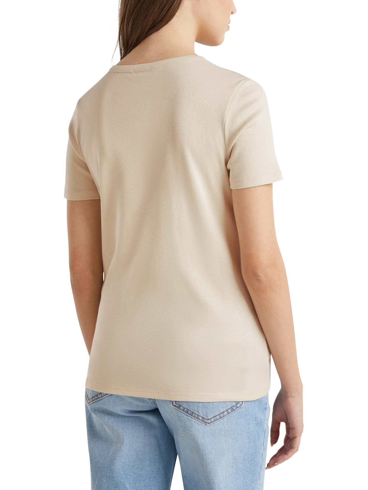 Product image 2 of 2, which shows Benetton Crew Neck T-Shirt, Beige, XS